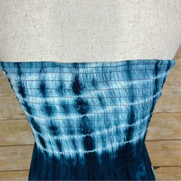 Catwalk Studios Blue Tie Dye Convertible Strapless Dress Boho Size S - Picture 5 of 11